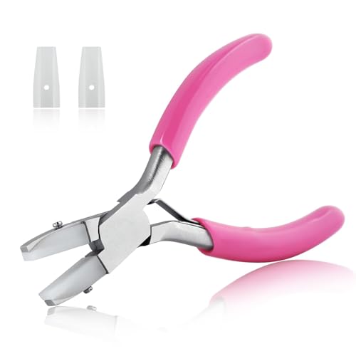 SPEEDWOX 3.5-Inch Double Nylon Flat Jaw Pliers for Jewelry Making - Soft Jaw Ring Bending Tool, Rose Red, 91mm