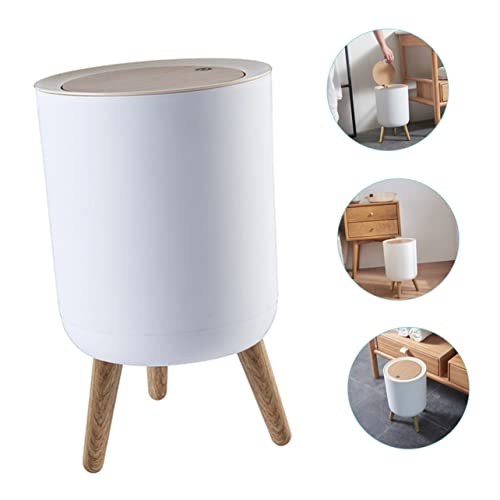 Cabilock bote de basura alto con tapa blanco rectangular miniatura 7