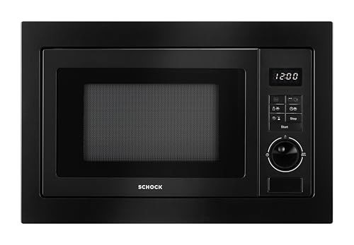 SCHOCK | Forno a Microonde da Incasso SMI253BK, Digitale, 5 funzioni, 6 Livelli Potenza, Potenza 900W, Grill 1000W, Funzione Scongelamento, Griglia per Gratinare, Cavità Forno Extra Large, Inox Nero