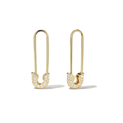 Pearich Gold Safety Pin Earrings for Girls Women, Gold Paperclip Earrings for Women Trendy, Minimalist Hoop Ear Hoop Daily Jewelry Gift for Girls