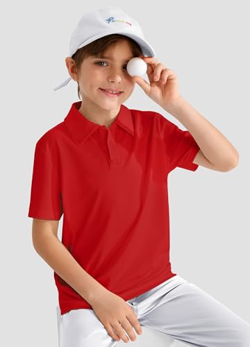Image of MIVEI Kids' Performance School Uniform Polo Shirt Breathable UPF50+ | Youth Boys Girls Short Sleeve Golf Collared Shirts Grid Dry Fit Wrinkle Free Stretch Lightweight Cool Athletic Button Dress