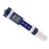 EXAOMBLE Medidor de Salinidad Digital para Acuarios y Laboratorios de Agua Medición de Ph y Temperatura, Cuerpo de Plástico Resistente y Funcionamiento 3 Baterías Lr44