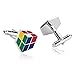 Boutons De Manchettes Homme Multicolore, Boutons De Manchette Vintage Cube Acier Inoxydable Cadeau Homme Saint Valentin