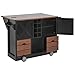 TERRUPEX 54 Inch Farmhouse Kitchen Island with Drop Leaf & Power Outlet, All-in-One Rolling Kitchen Cart with 2 Drawers, 2 Doors, Spice Rack and 4 Large Wheels (Black)