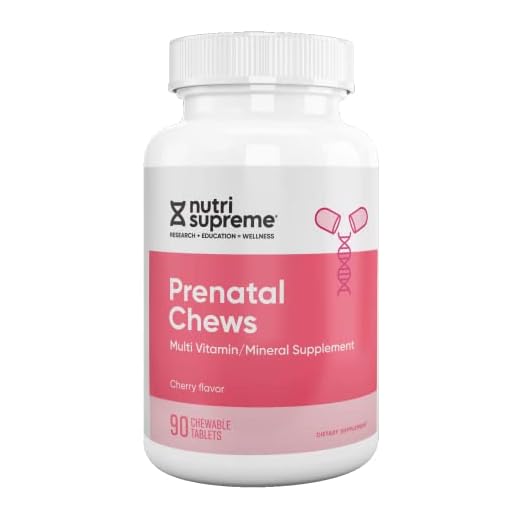 Nutri Supreme Prenatal Vitamin, Chewable Prenatal Vitamins for Women with 800 MCG of Folate, Complete Pregnancy Multivitamin with Iron, Kosher, Cherry Flavor, 90 Count…