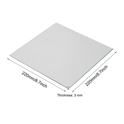 Wisamic Borosilicate Glass Plate Bed 220x220x3mm for 3D Printers MK2/MK2A/MK3, Anet A8, Anet A6, Reprap, Mendel