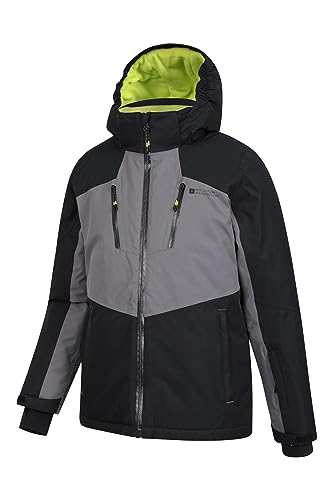 Mountain Warehouse Galactic Kids Waterproof Ski Jacket - Detachable Hood, Taped Seams, Breathable, Integrated Snowskirt - Winter, Skiing, Snowboarding Dark Grey Kids Size 11-12 Years - Image 4