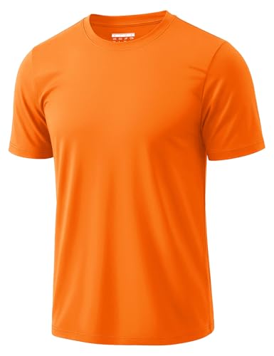 Image of MAGCOMSEN Mens T Shirt Gym Running Sports Top Lightweight Quick Dry UPF 51+ Athletic Shirt Workout Swimming Fishing Tshirt,Orange,XL