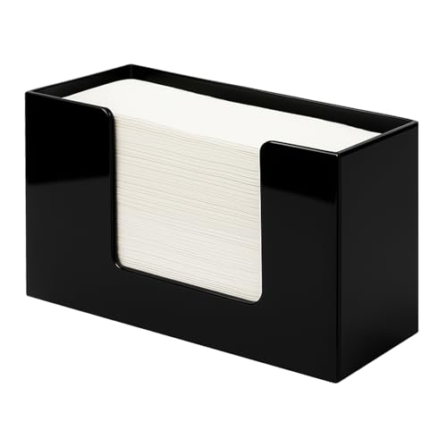 Black Paper Hand Towel Holder Countertop Acrylic Napkin Holder for Bathroom Trifold Paper Towel Dispenser Multifold C-Fold, Z-Fold Modern Paper Towel Holder for Kitchen Counter Bathroom Toilet