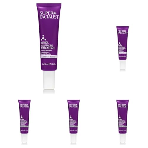 Super Facialist Retinol Resurfacing Concentrate – Anti-Ageing Serum with Retinol for Smoother, Brighter Skin, Targets Fine Lines & Texture, Night Treatment, 30ml (Pack of 5)