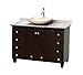Wyndham Collection Acclaim 48" Single Bathroom Vanity in Espresso, White Carrera Marble Countertop, Arista Ivory Marble Sink & No Mirror