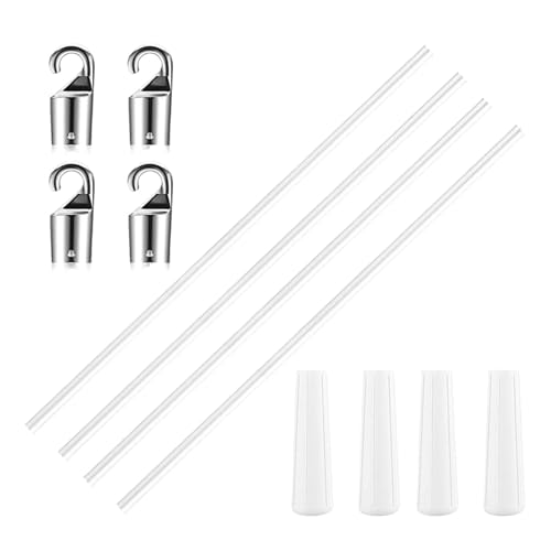 ciega Vertical de Fibra de Vidrio, persianas Verticales Piezas de Repuesto | ciega Estable de 12 Pulgadas de inclinación de 12 Pulgadas | 4 Varillas de reemplazo Vertical con Gancho y Mango para Cole