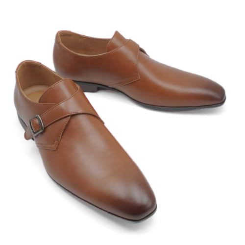 Finishing & Sewing Herren Monk-Strap Schuhe, Braun, Leder, Business-Stil, Schnallenverschluss (Braun, Erwachsene, Herren, 43, Numerisch, EU Schuhgrößensystem, M)