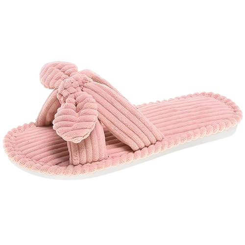 Summer House Slippers for Women - Memory Foam Indoor Shoes Lightweight Bow-Tie Open-Toe Design for Spring/Autumn Home Use Size 5-10