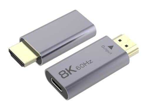 PremiumCord Adattatore da USB-C a HDMI 8K F/M, HDMI 2.1, UHD 8K 4320p 60Hz, 4K 2160p 144Hz, HDR10+, HDCP 2.3, 48 Gbps, Alloggiamento In Alluminio, Grigio Siderale