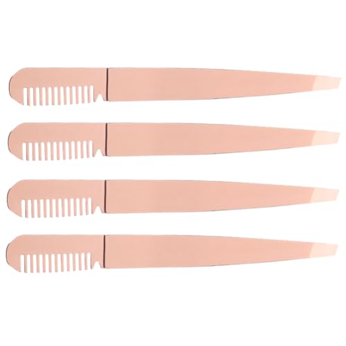 SHERCHPRY 4 Piezas pinzas para cejas herramienta frente desplumador aseo pinzas para mujer pinzas para hombres pinzas de precisión pinzas de amarre pinzas de cejas Acero inoxidable Dorado
