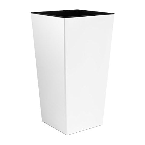 Prosperplast Matte Flower Pot - White Colour - 40cm x 40cm x 75cm (LWH) 91.5L Capacity Planter Suitable for both Indoor and Outdoor Use Cover