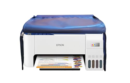 VONBAER Premium chain Printer Cover for Epson EcoTank L3215 A4 All-in-One Ink Tank Printer, Color - Blue/ front and back zipper/ dustproof / washable