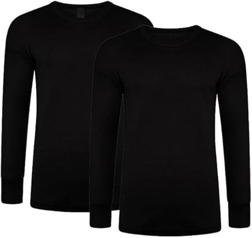 ANZEE® Kids Thermal Base Layer Top Ultra-Warm Long Sleeve Unisex Winter Shirt for Boys & Girls, Ideal for Sports, Outdoor & Everyday Wear (UK, Age, 6 Years, 7 Years, Black Pack of 2)