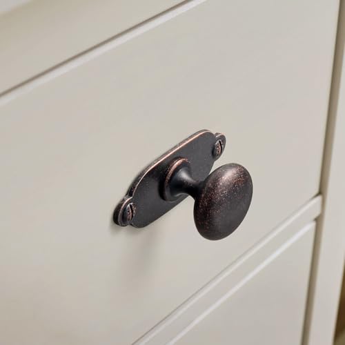 Image of Goo-Ki Antique Oil Rubbed Bronze Zinc Alloy Cabinet Knob with Backplate - Single Hole Center Cabinet Pull Hardware for Bedroom, Kitchen, 2 Pack(8611-G013)