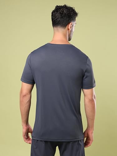 Image of TECHNOSPORT Men's Slim Fit Polyester Activewear Sports T-Shirt with Moisture-Wicking Comfort for Workout, Running & Gym