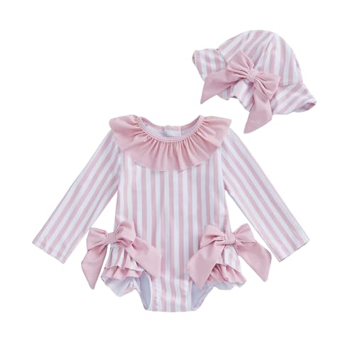 Image of ZyHwShine Toddler Girl Swimsuit Strawberry One Piece Swimsuit Romper with Hat Girl Bathing Suit Kids Girl Beach Rash Guard