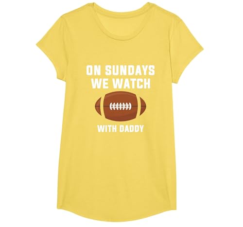 On Sundays We Watch Football with Daddy T-Shirt, Girls, Lemon Yellow, Large