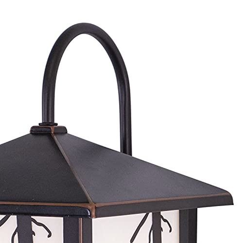 Vaxcel Bozeman 1 Light Bronze Rustic Bear Tree Outdoor Wall Lantern White Glass #TOP3