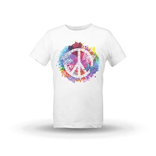 KrisTalas flickor t-shirt barn blomma kraft frihet kläder fred hippie tematisk outfit klänning kod 60-talskläder 70-tals kläder