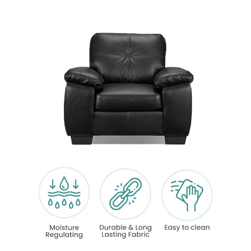 Image of Torque Antos 1 Seater Leatherette Sofa-Black | Modern Designs Sofa 1 Seater Chair | Premium Leatherette 1-Person Sofas Couches for Living Room Office Setting