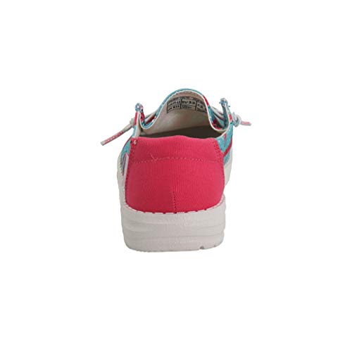 Image of HEYDUDE Girl's Wendy Youth Azur Watermelon Size 4 | Girl's Shoes | Girl's Lace Up Loafers | Comfortable & Light-Weight