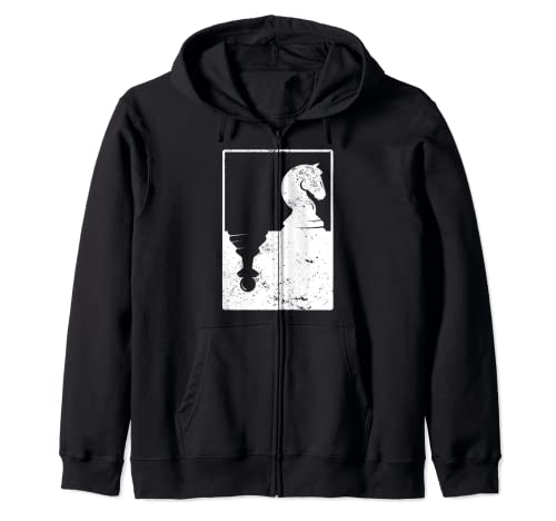 ヴィンテージ シャドウ ポーンとナイト チェス グッズ ジップパーカー