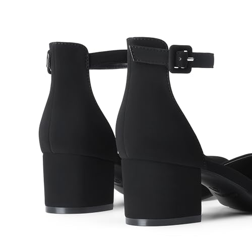 DREAM PAIRS Women's Round Toe Low Block Heel Pumps,Black-Nubuck,8.5 by DREAM PAIRS - Used condition - Image 5