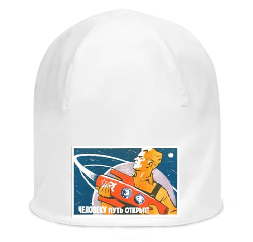 Bonnet blanc space exploration URSS en coton extensible fini les maux de tête et bonnets serrés