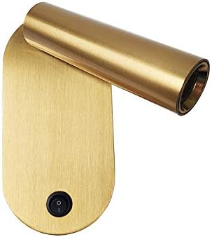 3W LED Hotel Bedroom Bedside Reading Light Fixture On/Off Switch Oval Base Gold 4000K