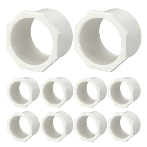 DTGN 10Pcs 1 1-2 x 1 1-4 PVC Reducer Bushing Fitting, SCH40(Socket x Socket) Furniture Grade PVC Pipe Fitting, Reducer Bush Adapter for Home Sewer Plumbing, Industrial, Pipe Connection