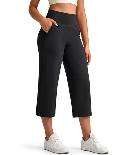 G4Free Capri Pants for Women,High Waist Wide Leg Pants Soft