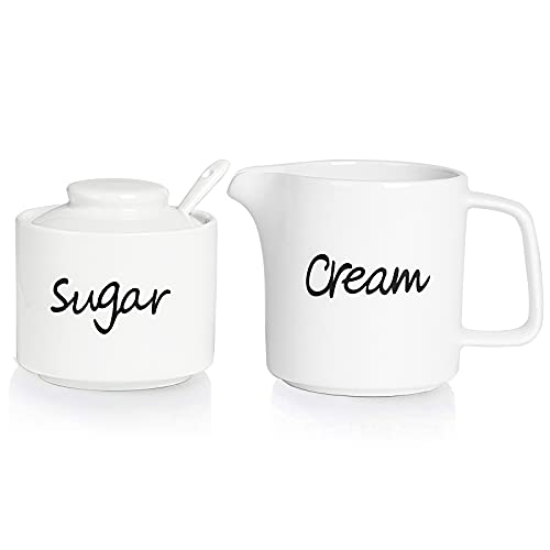 ONTUBE Porcelain Sugar bowl and Creamer Set of 3 White