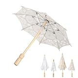 Watris Veiyi Lace Umbrella, 10x11 inch Bridal Parasol Umbrella, Vintage Parasol with Wooden Handle for Wedding, Tea Party, Photography for Baby for Decoration Only (Small-Beige)