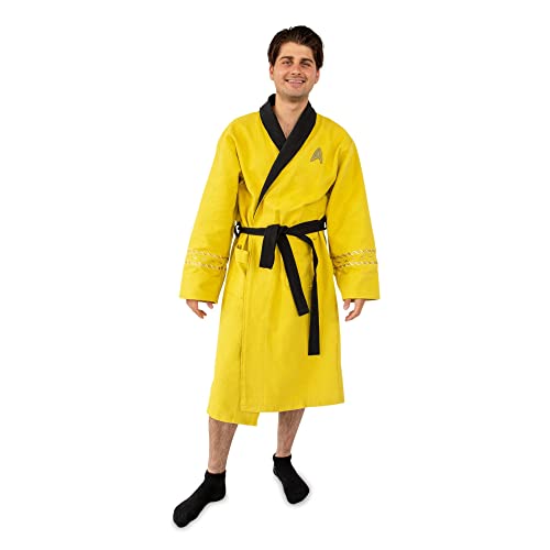 Robe Factory Star Trek: The Original Series Waffle-Weave Cotton Adult Bathrobe | Gold Command