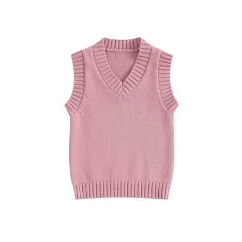 Baby Sweater Vest Toddler Boy Girl Sleeveless V-Neck Solid Knit Vest Fall Winter Clothes