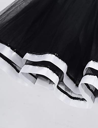 Foto von iEFiEL Mädchen Pailletten Ballettkleid Glitzer Tanzkleid mit Kragen & Knöpfe Performance Kostüm Kinder Ballett Tutu Ballettanzug Body Gymnastikanzug Silber & Schwarz 134-140