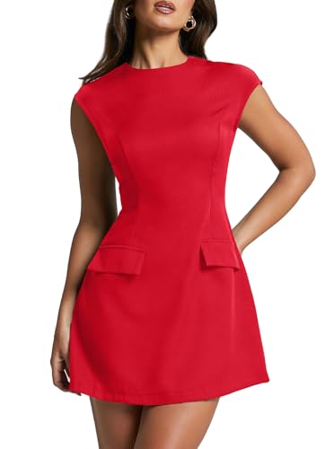 oten Women's Cap Sleeve Round Neck Bodycon A-Line Mini...