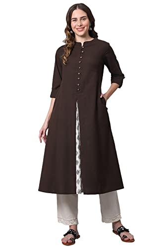 Image of Pistaa's Women's Cotton Regular Fit Casual Kurta