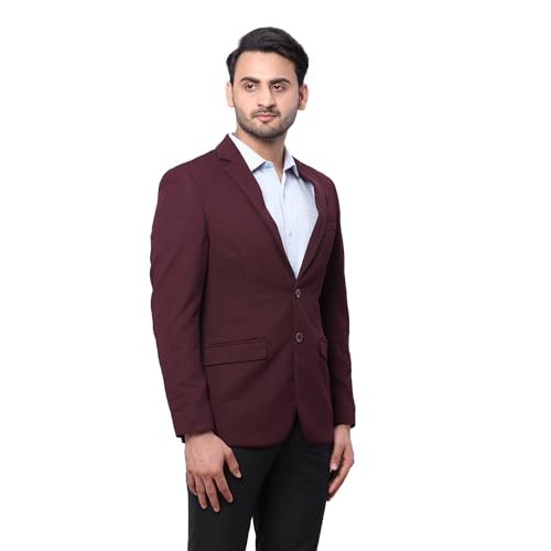 Image of Park Avenue Men's Super Slim Fit Pure Terylene Structure Pattern Notch Lapel Full Sleeve Formal Jacket