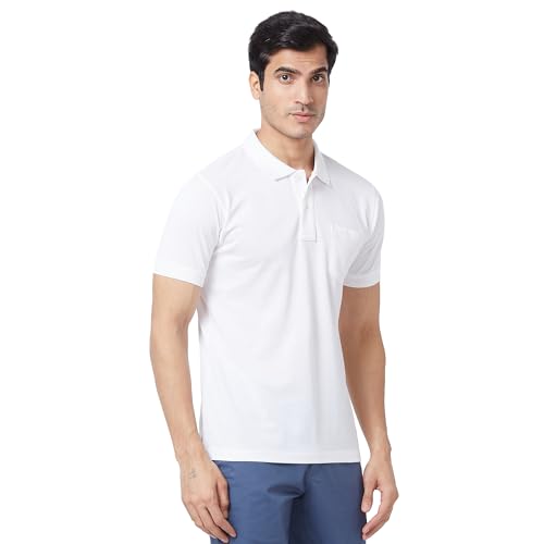 Image of Colorplus Men's Pure Cotton Solid Pattern Tailored Fit Polo Neck Half Sleeve Casual T-Shirt