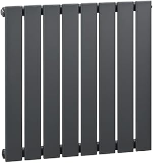 HOMCOM 600 x 600 mm Single Panel Vertical Designer Radiator, Water-filled Heater for Home, Space Heater, Quick Warm up Living room, Study, Garage, Grey