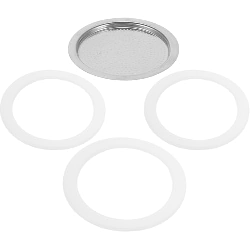 GAROZATION Junta de Sellado de Silicona para Cafetera de Aluminio 9 Tazas, Kit 3 Juntas y 1 Filtro de Acero Inoxidable, Repuesto para Cafetera Espresso, Accesorios para Cocina