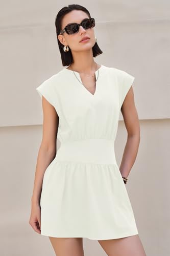 Image of LAMISSCHE Womens Summer Dress Sleeveless Mini Dress Flowy Vacation Beach Dresses Casual V Neck Elastic Waist Sundresses