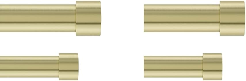 Umbra Cappa Double Curtain Rod (66 to 120-Inch, Brass) and Umbra 1014557-104 Cappa 1-Inch Double Curtain Rod, Includes 2 Matching Finials, Brackets & Hardware, 36 to 66, Brass Curtain Rod Set